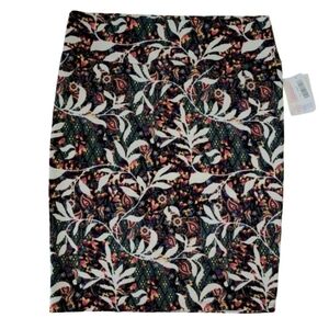 LuLaRoe Cassie Pencil Skirt 2XL Black Floral Paisley Stretch Pull On‎ NWT